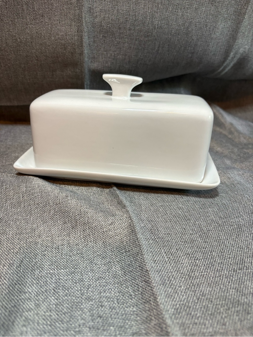 Home Essentials White Ceramic Butter Dish with Lid